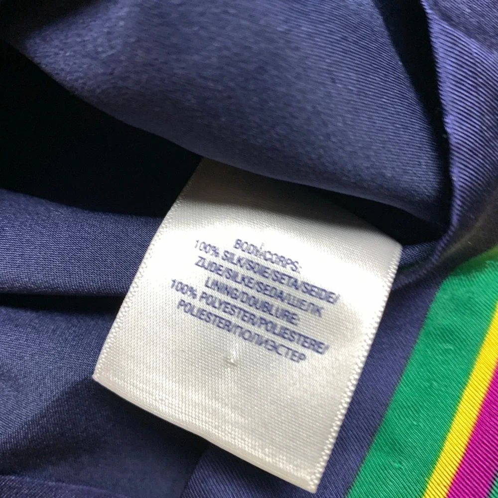 Ralph Lauren Silk Skirt Girls 3T Navy Blue Green Striped‎ Elastic Waist Preppy